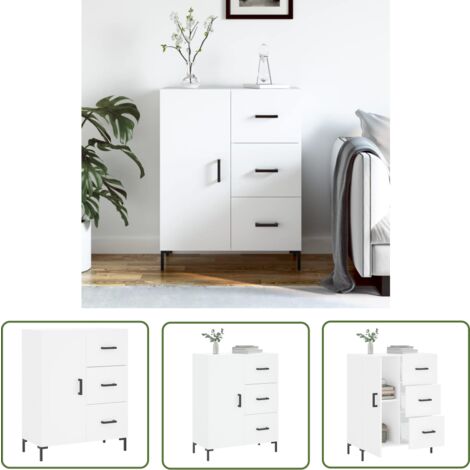 MAISON CHIC The Living Store Sideboard Weiß 69,5x34x90 cm Holzwerkstoff - Schreibtisch - Wohnzimmermöbel - Sideboard - Regal - Eichefarben