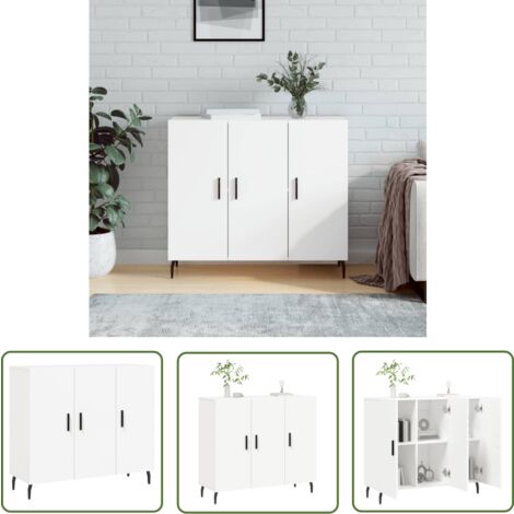 The Living Store Sideboard Weiß 90x34x80 cm Holzwerkstoff - Schreibtisch - Wohnzimmermöbel - Sideboard - Regal - Holz Sideboard