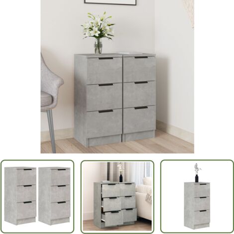The Living Store Sideboards 2 Stk. Betongrau 30x30x70 cm Holzwerkstoff - Sideboard - Wohnraumgestaltung - Holz Sideboard - Regal - Aufbewahrung