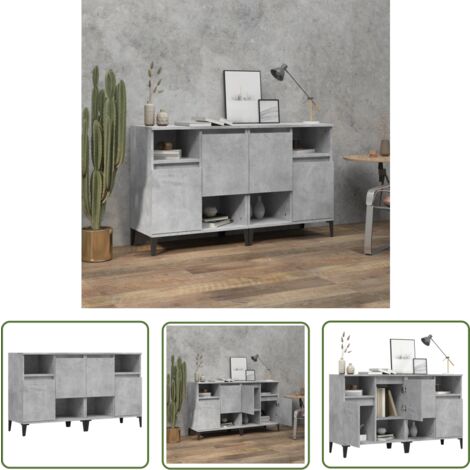The Living Store Sideboards 2 Stk. Betongrau 60x35x70 cm Holzwerkstoff - Sideboard - Wohnzimmermöbel - Holzmöbel - Grau - Regal