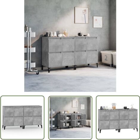 The Living Store Sideboards 2 Stk. Betongrau 60x35x70 cm Holzwerkstoff - Sideboard - Wohnzimmermöbel - Holzmöbel - Grau - Regal