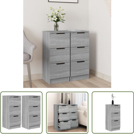 The Living Store Sideboards 2 Stk. Grau Sonoma 30x30x70 cm Holzwerkstoff - Sideboard - Grau - Wohnwand - Regal - TV-Stand