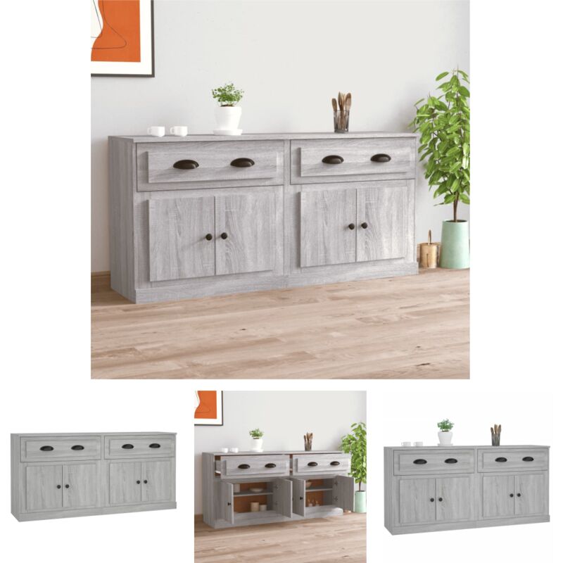 The Living Store Stauraum - Vidaxl Sideboards 2 Stk. Grau Sonoma Holzwerkstoff - Dekoration
