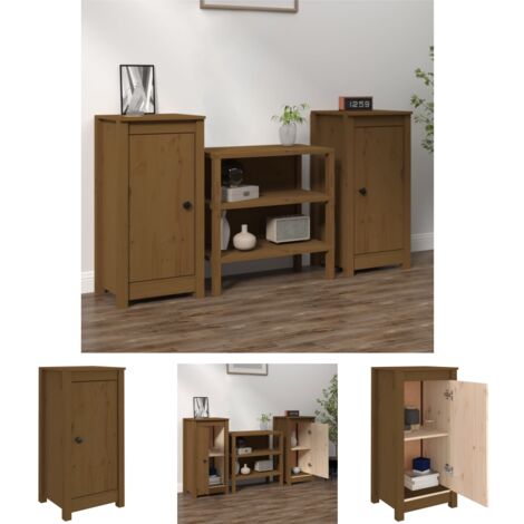The Living Store Sideboards 2 Stk. Honigbraun 40x35x80 cm Massivholz Kiefer - Sideboards