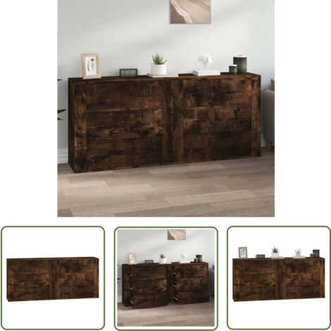 The Living Store Sideboards 2 Stk. Räuchereiche Holzwerkstoff - Sideboard - Wohnzimmermöbel - Holzmöbel - Regal - Aufbewahrung