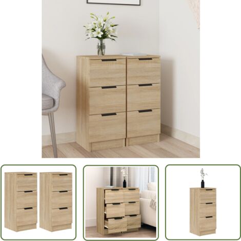 The Living Store Sideboards 2 Stk. Sonoma-Eiche 30x30x70 cm Holzwerkstoff - Holz Sideboard - Hölzerner Sideboard - Sideboard Eiche - Wohnwand Regal - TV Stand
