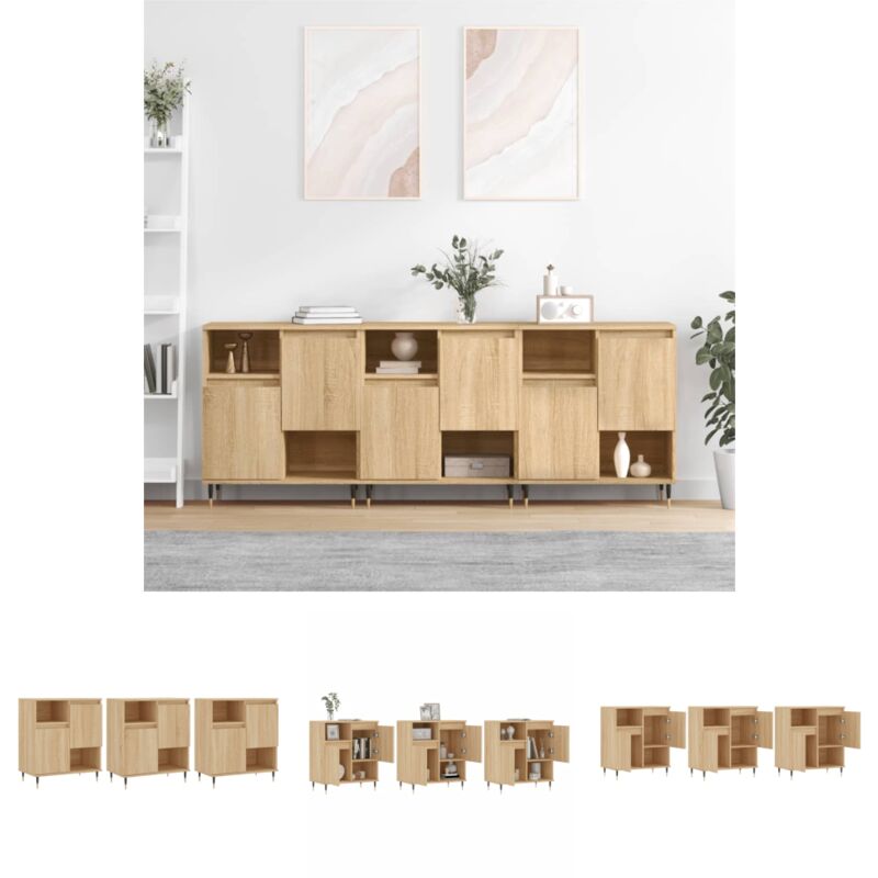 Vidaxl The Living Store Sideboards 3 Stk. Sonoma-eiche Holzwerkstoff - Sideboards