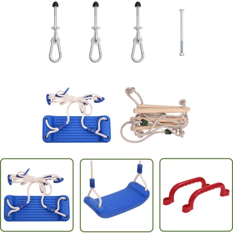 Siège de balançoire avec échelle de corde bleu pe - Siège De Balançoire - Balançoire Enfant - Jouet Extérieur - Aire De Jeux - Accessoires De Jeux