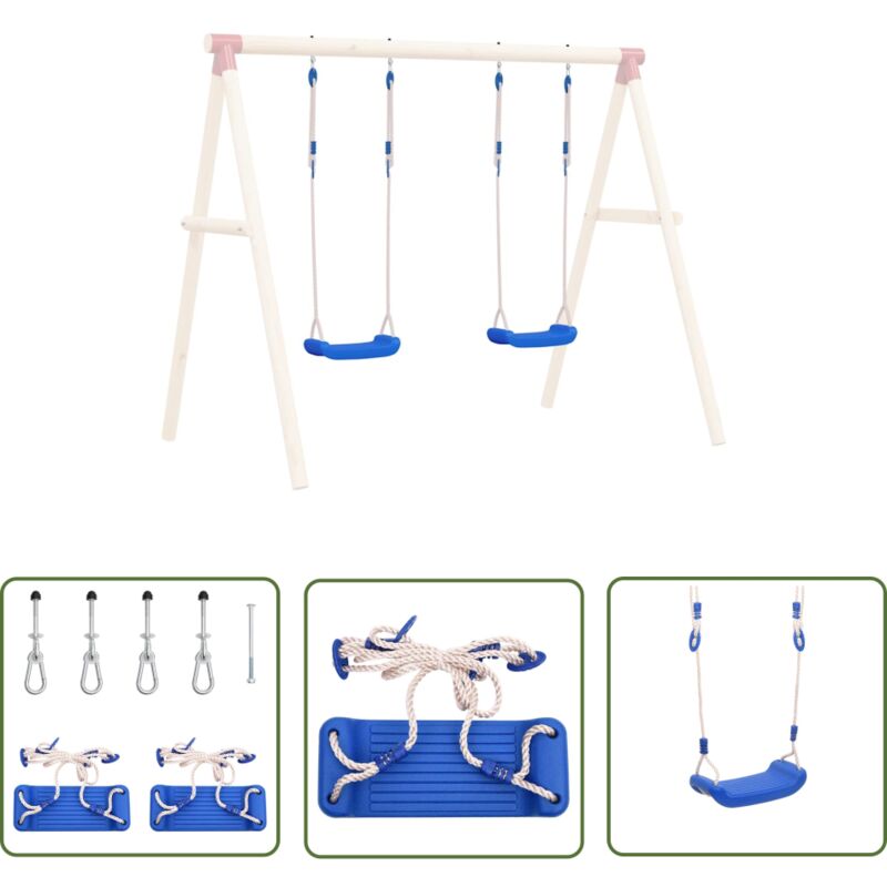 The Living Store - Sièges de balançoire avec cordes 2 pcs bleu 37x15 cm pe - Siège De Balançoire - Balançoire Enfant - Jouet Extérieur - Jeux De
