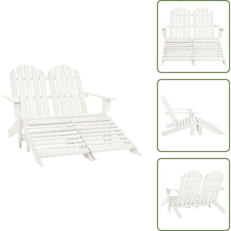 The Living Store Silla Adirondack de jardín 2 plazas madera maciza abeto blanco - Silla Adirondack