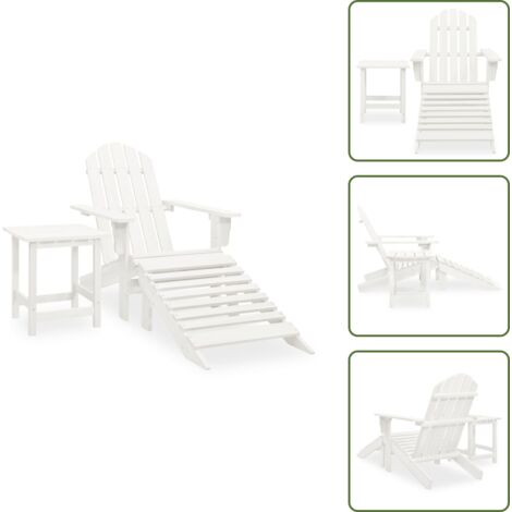 The Living Store Silla con otomana y mesa jardín Adirondack macizo abeto blanco - Silla Adirondack