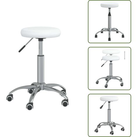 The Living Store Silla de comedor de cuero sintético blanco - Silla giratoria
