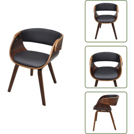The Living Store Silla de comedor de madera curvada y cuero sintético - Silla de madera