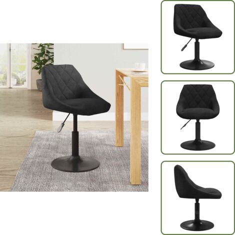 The Living Store Silla de comedor de terciopelo negro - Silla de comedor ajustable