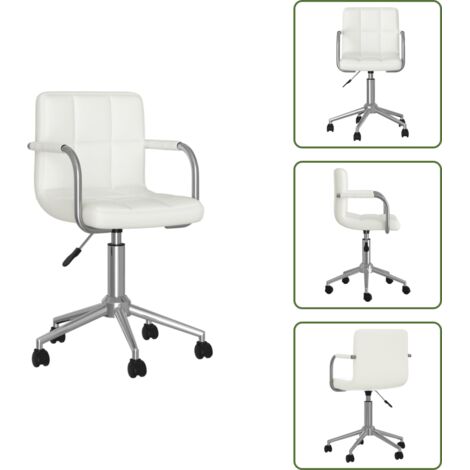 The Living Store Silla de comedor giratoria cuero sintético blanco - Silla de comedor