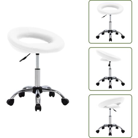 The Living Store Silla de comedor giratoria cuero sintético blanco - Silla de comedor
