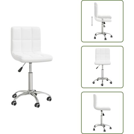 The Living Store Silla de comedor giratoria cuero sintético blanco - Silla de comedor