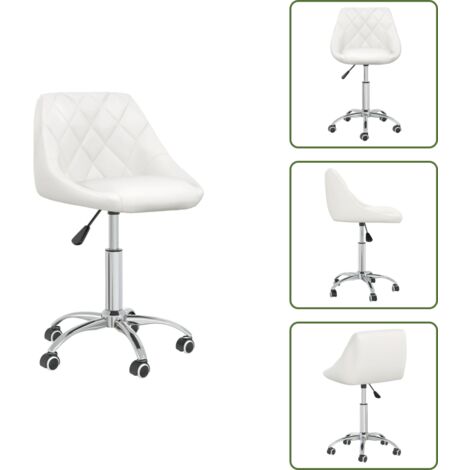 The Living Store Silla de comedor giratoria cuero sintético blanco - Silla de comedor