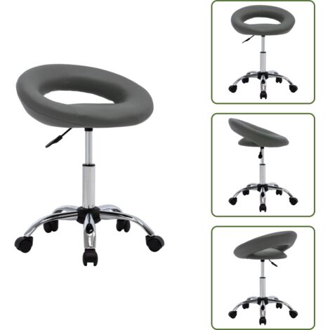 The Living Store Silla de comedor giratoria de cuero sintética gris - Silla de comedor