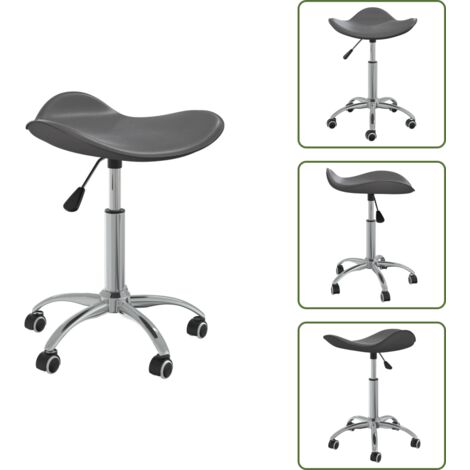 The Living Store Silla de comedor giratoria de cuero sintético gris - Silla de comedor