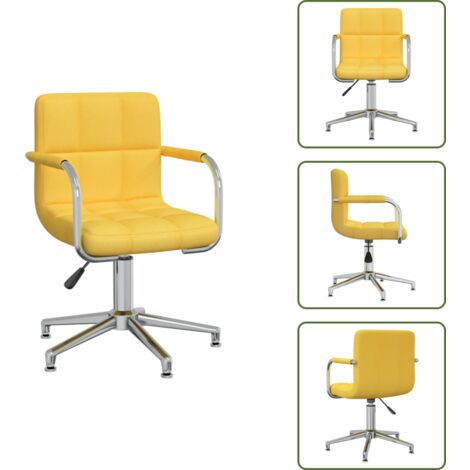 The Living Store Silla de comedor giratoria de tela amarilla mostaza - Silla de comedor