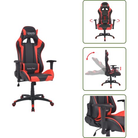 The Living Store Silla de escritorio reclinable Racing de cuero artificial roja - Silla de escritorio