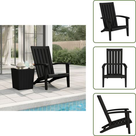 The Living Store Silla de jardín Adirondack polipropileno negro - Silla de jardín Adirondack