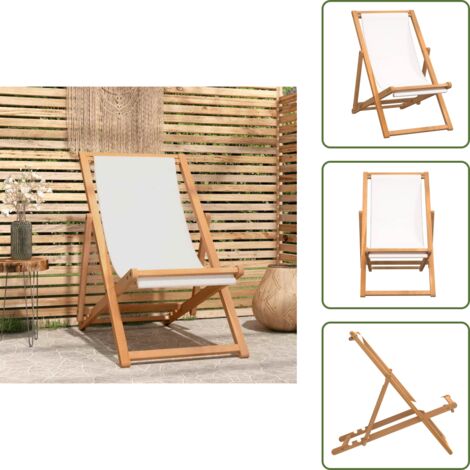 The Living Store Silla de jardín de teca color crema 56x105x96 cm - Teca
