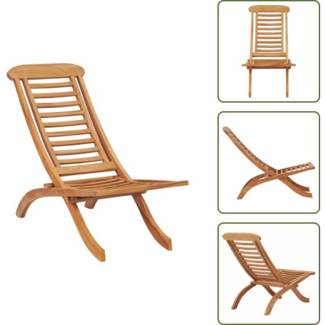 The Living Store Silla de jardín plegable madera maciza de teca 50x90x69 cm - Silla plegable