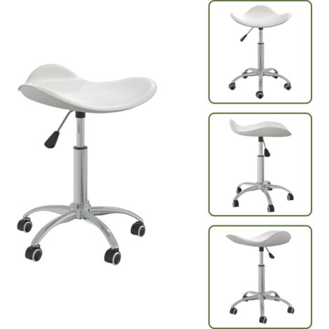 The Living Store Silla de oficina de cuero sintético blanco - Silla de oficina de cuero sintético