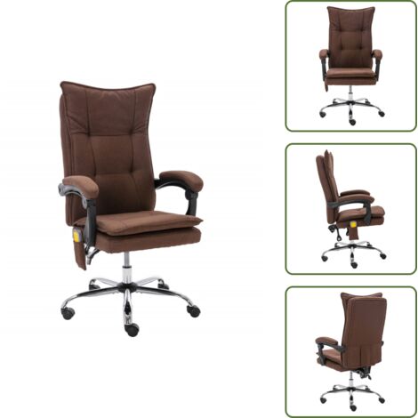 The Living Store Silla de oficina de masaje tela marrón - Silla ergonómica