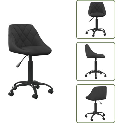 The Living Store Silla de oficina de terciopelo negro - Silla de oficina ajustable