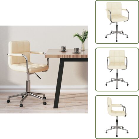 The Living Store Silla de oficina giratoria de tela color crema - Silla de oficina