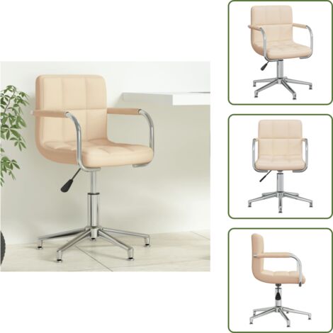 The Living Store Silla de oficina giratoria de tela color crema - Silla de oficina