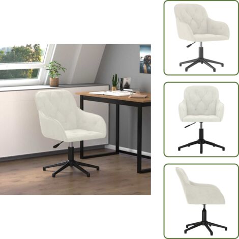 The Living Store Silla de oficina giratoria de terciopelo color crema - Silla de oficina