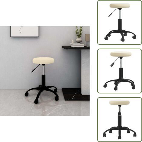 The Living Store Silla de oficina giratoria de terciopelo crema - Silla de oficina ajustable