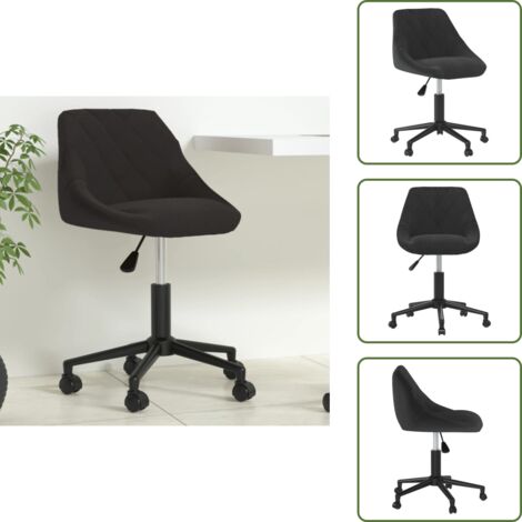 The Living Store Silla de oficina giratoria de terciopelo negro - Silla de oficina