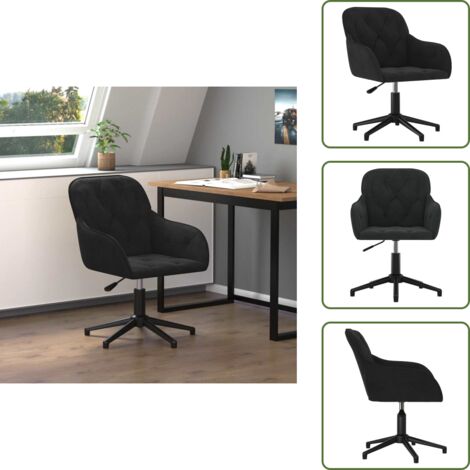 The Living Store Silla de oficina giratoria de terciopelo negro - Silla de oficina