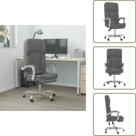 The Living Store Silla de oficina reclinable con masaje de tela gris oscuro - Masaje en silla