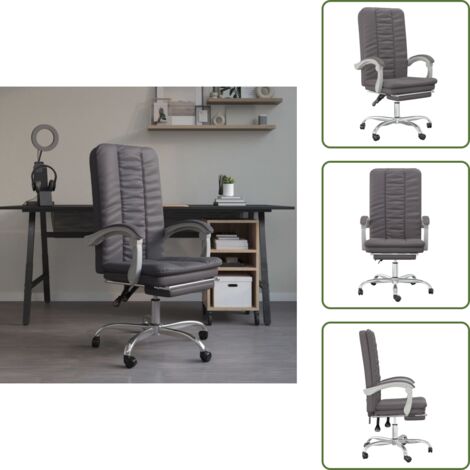 The Living Store Silla de oficina reclinable cuero sintético gris - Silla de oficina cuero sintético