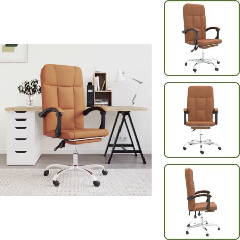 The Living Store Silla de oficina reclinable cuero sintético marrón - Silla de oficina cuero sintético