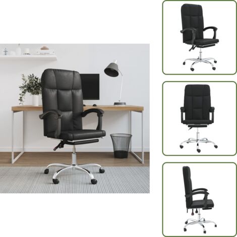 The Living Store Silla de oficina reclinable cuero sintético negro - Silla de oficina cuero sintético