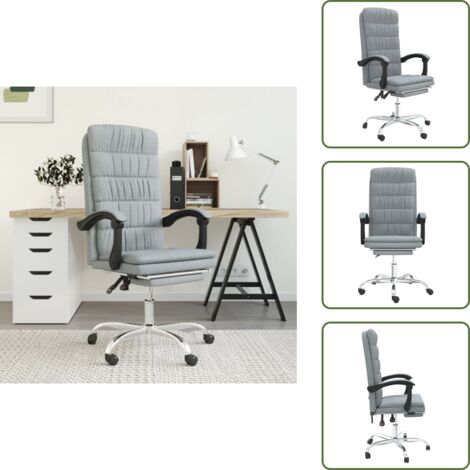 The Living Store Silla de oficina reclinable de tela gris claro - Silla de oficina gris claro