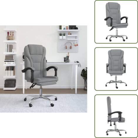The Living Store Silla de oficina reclinable de tela gris claro - Silla de oficina gris claro