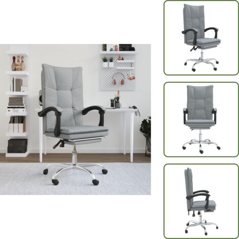 The Living Store Silla de oficina reclinable de tela gris claro - Silla de oficina gris claro