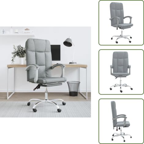The Living Store Silla de oficina reclinable de tela gris claro - Silla de oficina gris claro