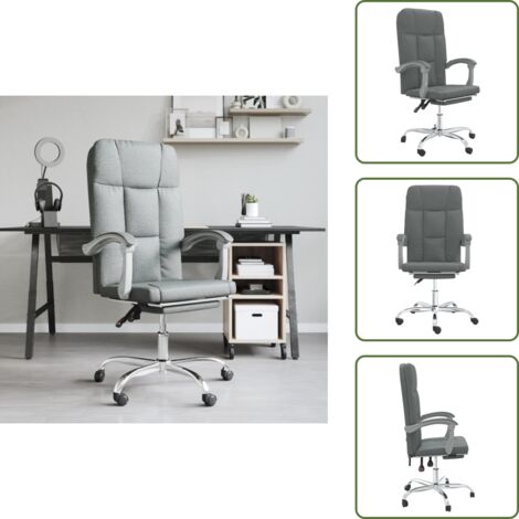The Living Store Silla de oficina reclinable de tela gris oscuro - Silla de oficina gris oscuro