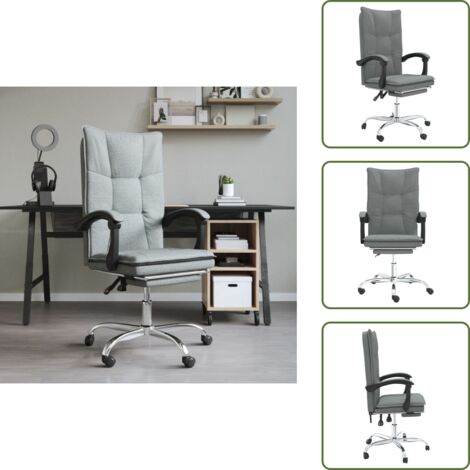 The Living Store Silla de oficina reclinable de tela gris oscuro - Silla de oficina gris oscuro