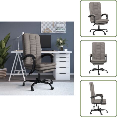The Living Store Silla de oficina reclinable de tela gris taupé - Silla de oficina gris taupé