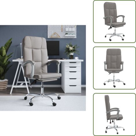 The Living Store Silla de oficina reclinable de tela gris taupé - Silla de oficina gris taupé